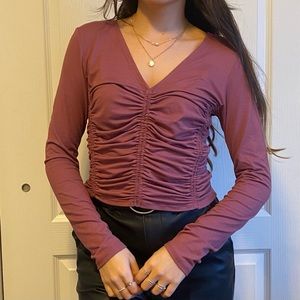 pink ruched crop top